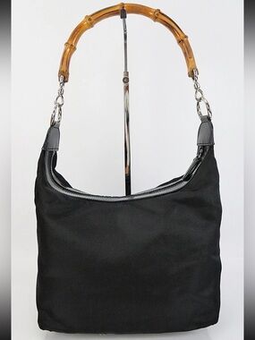 Gucci Black Shoulder Bag with Bamboo Handle